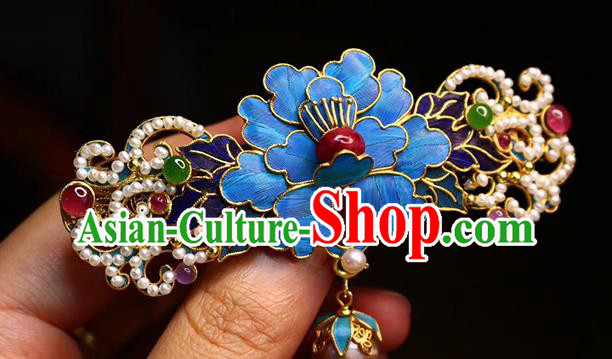 China Traditional Qing Dynasty Cloisonne Peony Necklace Accessories Handmade Necklet Pendant Jewelry