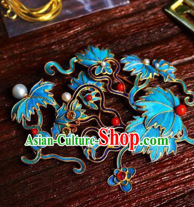 China Handmade Brooch Jewelry Traditional Qing Dynasty Grape Leaf Breastpin Accessories