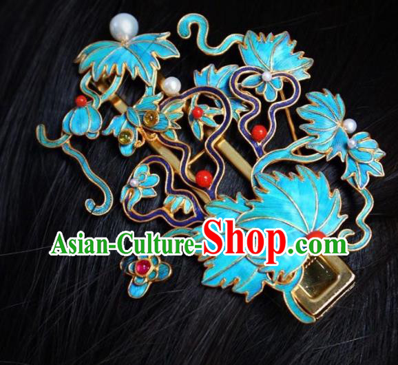 China Handmade Brooch Jewelry Traditional Qing Dynasty Grape Leaf Breastpin Accessories