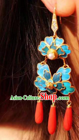 China Traditional Qing Dynasty Pearls Earrings Ancient Imperial Consort Ear Jewelry