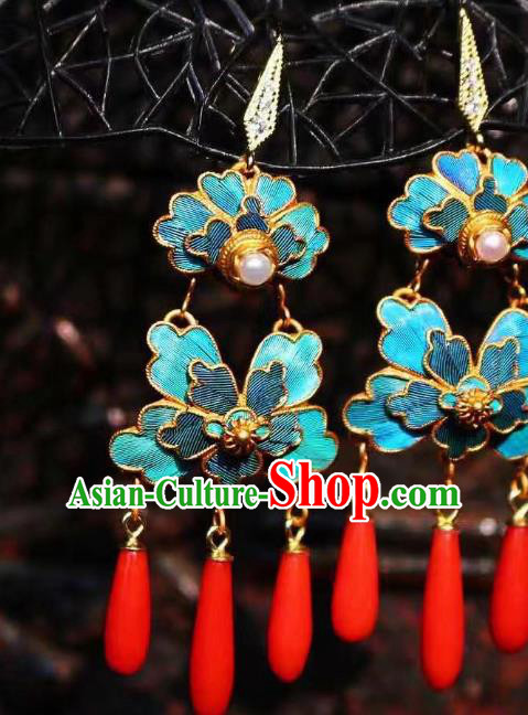 China Traditional Qing Dynasty Pearls Earrings Ancient Imperial Consort Ear Jewelry