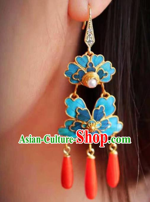 China Traditional Qing Dynasty Pearls Earrings Ancient Imperial Consort Ear Jewelry