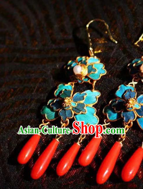 China Traditional Qing Dynasty Pearls Earrings Ancient Imperial Consort Ear Jewelry