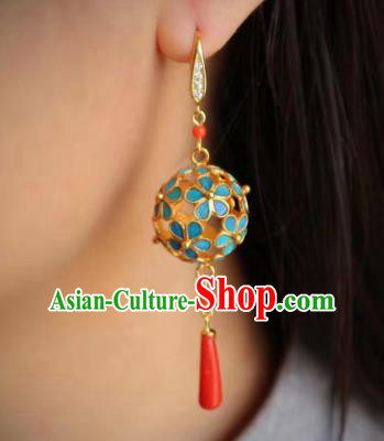 China Classical Hydrangea Ear Jewelry Traditional Cheongsam Earrings