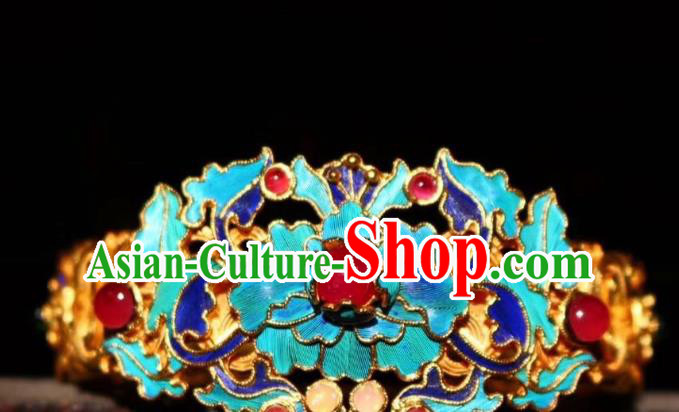 China Handmade Golden Bracelet Jewelry Traditional Qing Dynasty Garnet Bangle Accessories