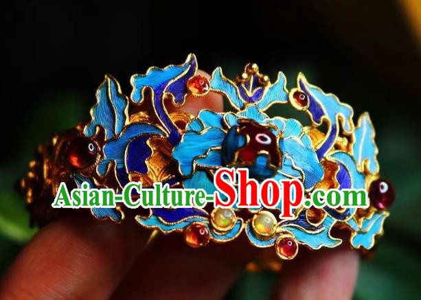 China Handmade Golden Bracelet Jewelry Traditional Qing Dynasty Garnet Bangle Accessories