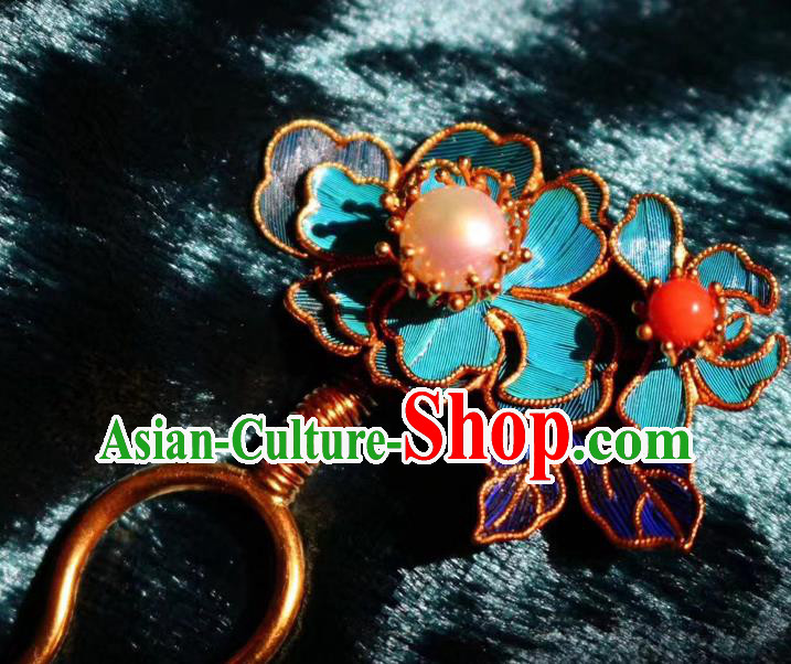 Chinese Handmade Qing Dynasty Court Hair Stick Traditional Ancient Imperial Consort Pearl Hairpin