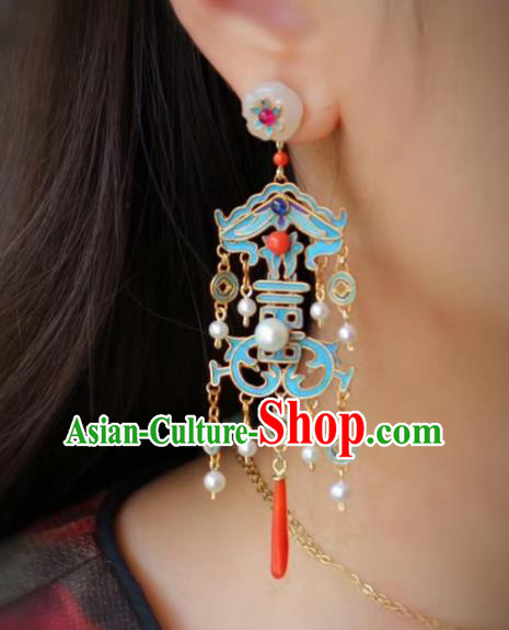 China Classical Wedding Ear Jewelry Traditional Cheongsam Jade Plum Blossom Earrings