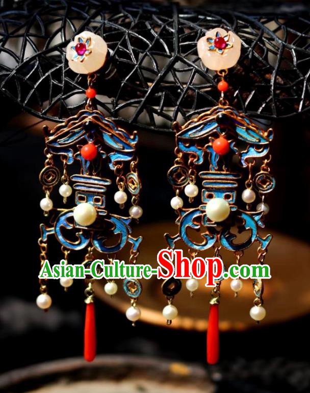 China Classical Wedding Ear Jewelry Traditional Cheongsam Jade Plum Blossom Earrings