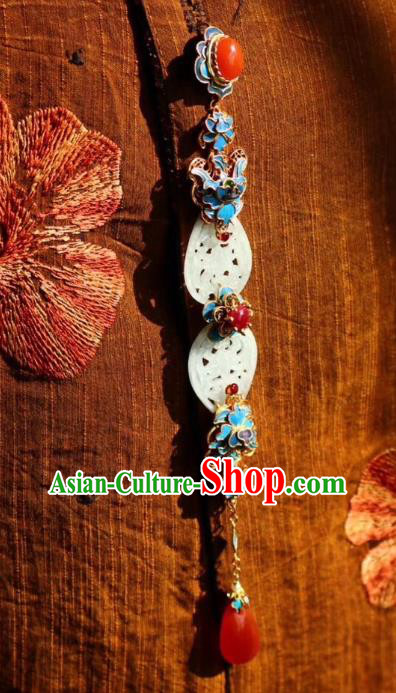 China Handmade Agate Brooch Jewelry Traditional Qing Dynasty Court Jade Pendant Accessories