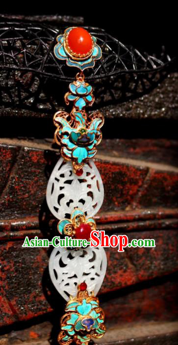 China Handmade Agate Brooch Jewelry Traditional Qing Dynasty Court Jade Pendant Accessories