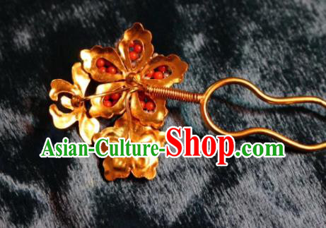 Chinese Handmade Hair Stick Traditional Ancient Qing Dynasty Court Pearls Plum Hairpin