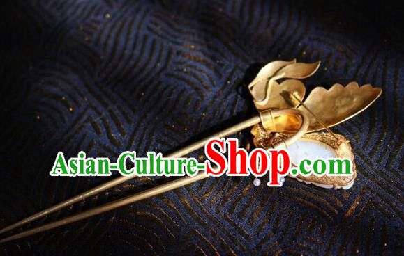 Chinese Handmade Garnet Hair Stick Traditional Ancient Qing Dynasty Cloisonne Butterfly Hairpin