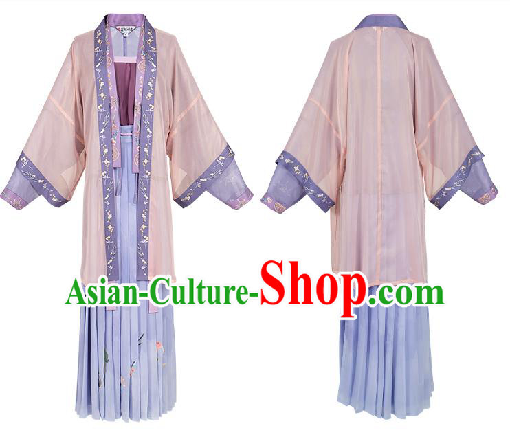 Traditional China Song Dynasty Historical Costumes Ancient Royal Princess Lilac Hanfu Dress Garment