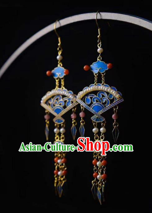 Chinese Qing Dynasty Imperial Concubine Earrings Ancient Empress Ear Accessories Traditional Pearls Jewelry