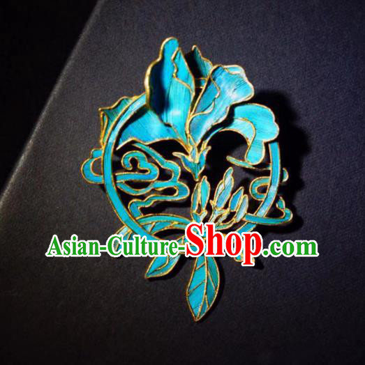 China Handmade Cloisonne Mangnolia Brooch Accessories Traditional Qing Dynasty Breastpin Jewelry