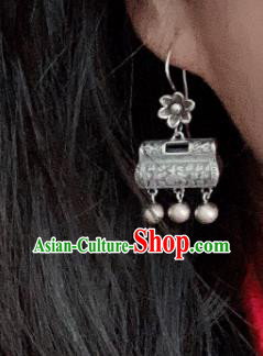 China National Wedding Silver Lock Earrings Traditional Cheongsam Ear Jewelry Accessories