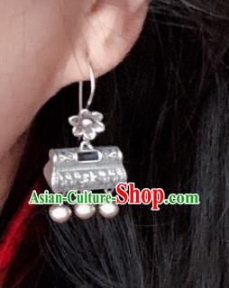 China National Wedding Silver Lock Earrings Traditional Cheongsam Ear Jewelry Accessories