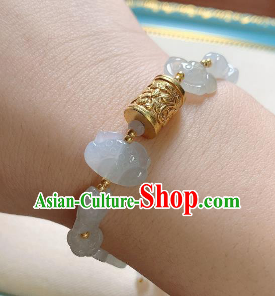 Handmade Chinese Jade Butterfly Wristlet Accessories National Golden Prayer Wheel Bracelet