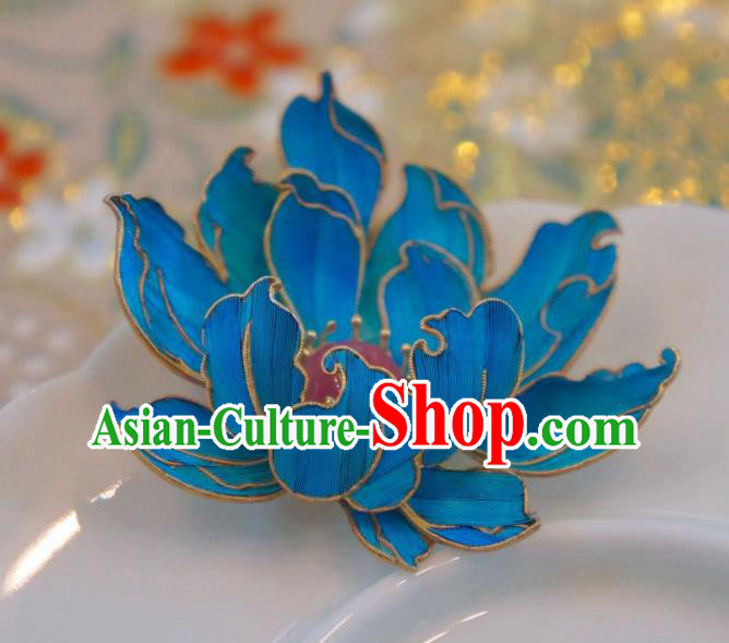 China Handmade Cloisonne Lotus Brooch Accessories Traditional Qing Dynasty Tourmaline Breastpin Jewelry
