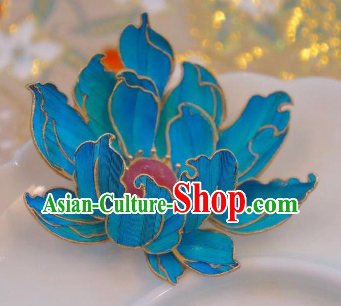China Handmade Cloisonne Lotus Brooch Accessories Traditional Qing Dynasty Tourmaline Breastpin Jewelry