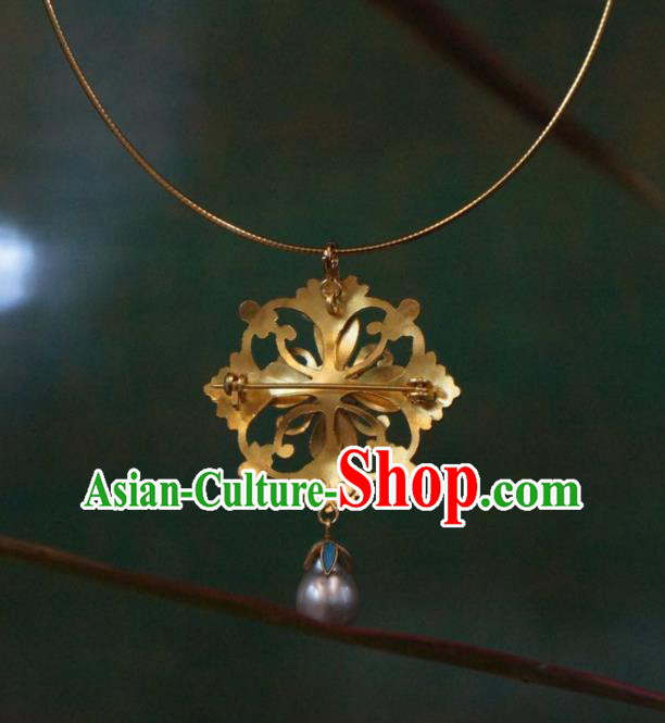 China Traditional Pearls Necklace Jewelry Accessories Qing Dynasty Cloisonne Necklet Pendant