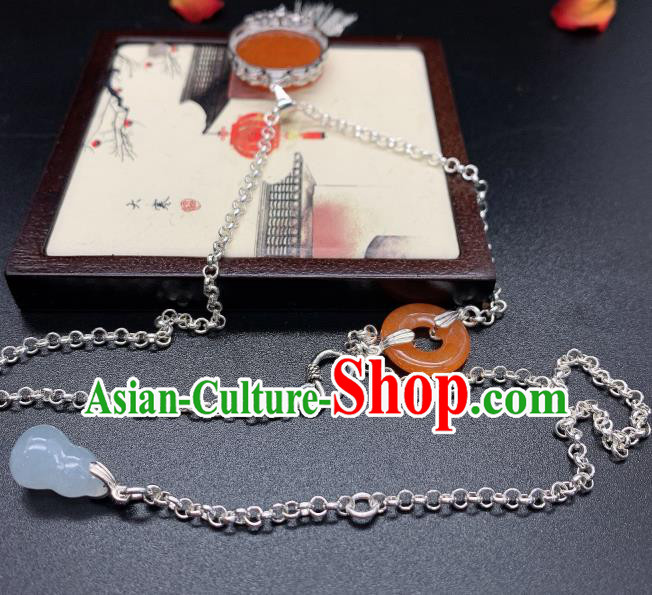 Handmade Chinese Silver Necklace Accessories National Agate Necklet Pendant