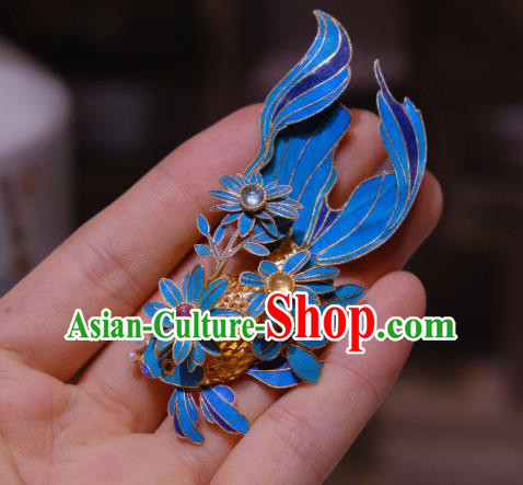 China Traditional Cheongsam Gems Breastpin Jewelry Handmade Filigree Goldfish Brooch Accessories