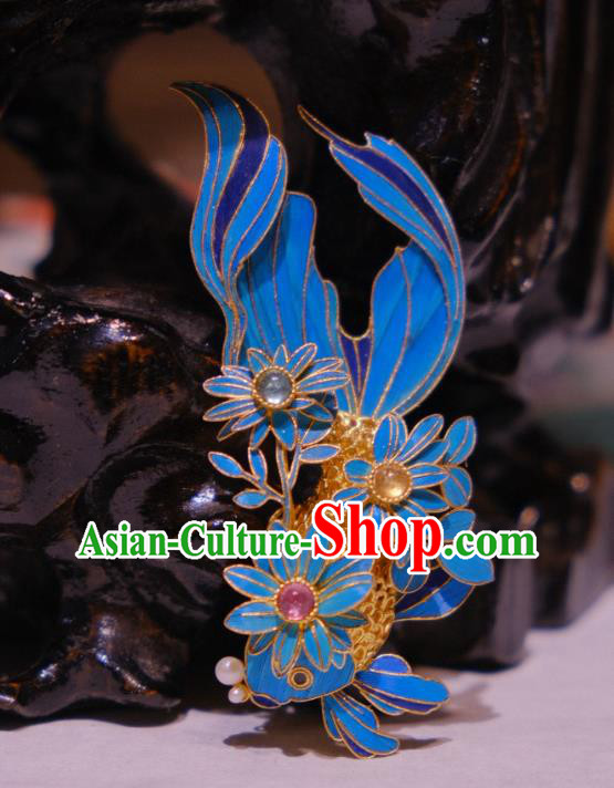 China Traditional Cheongsam Gems Breastpin Jewelry Handmade Filigree Goldfish Brooch Accessories