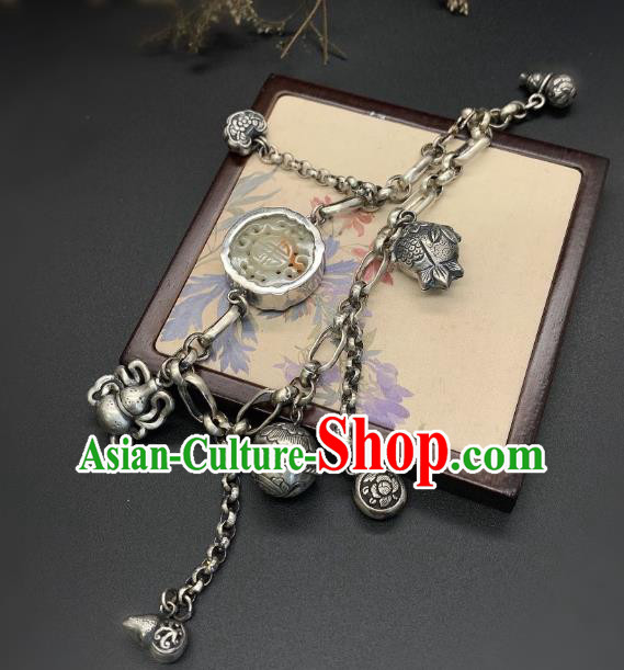 Handmade Chinese Silver Tassel Bangle Accessories National Agate Bracelet