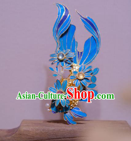 China Traditional Cheongsam Gems Breastpin Jewelry Handmade Filigree Goldfish Brooch Accessories