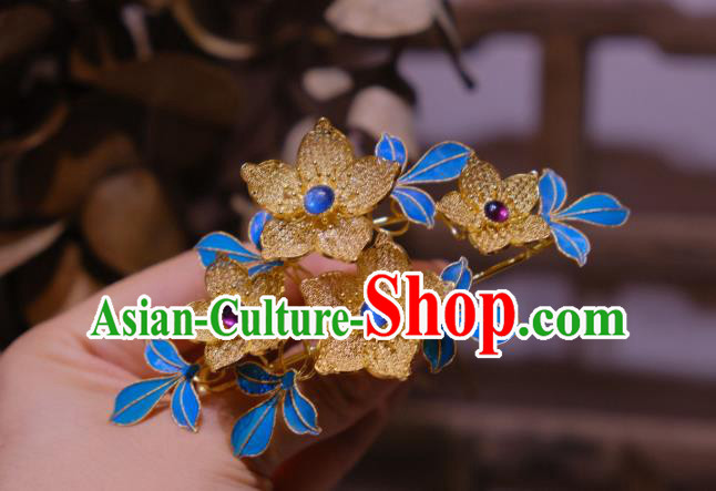 Chinese Traditional Filigree Flowers Hair Crown Hair Jewelry Ancient Qing Dynasty Empress Hairpin