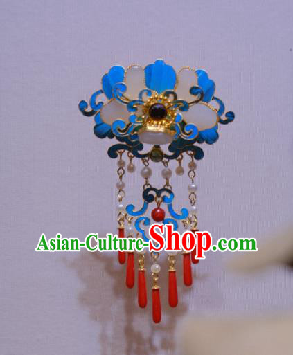 China Traditional Cheongsam Agate Tassel Breastpin Jewelry Handmade Jade Brooch Accessories