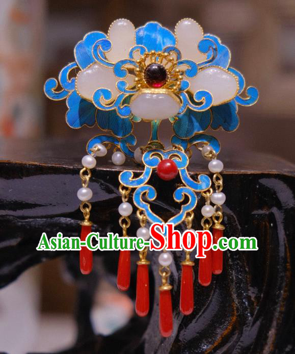 China Traditional Cheongsam Agate Tassel Breastpin Jewelry Handmade Jade Brooch Accessories