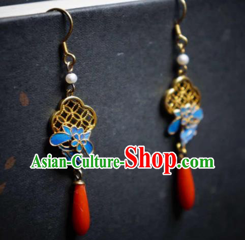 Chinese Cheongsam Filigree Ear Accessories Traditional Culture Jewelry Agate Earrings