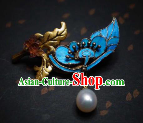 China Traditional Cheongsam Pearl Breastpin Jewelry Handmade Butterfly Brooch Accessories