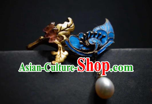 China Traditional Cheongsam Pearl Breastpin Jewelry Handmade Butterfly Brooch Accessories