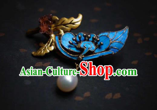 China Traditional Cheongsam Pearl Breastpin Jewelry Handmade Butterfly Brooch Accessories