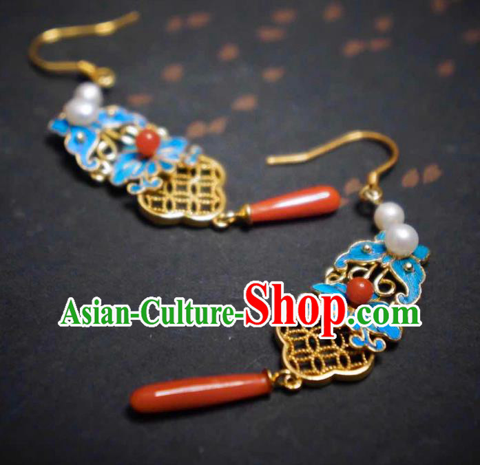 Handmade Chinese Cheongsam Butterfly Ear Accessories Traditional Culture Jewelry Agate Pearls Earrings