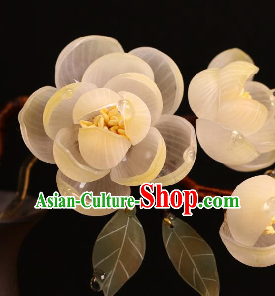 China Classical Yellow Flowers Hairpin Traditional Hanfu Hair Stick Hair Accessories