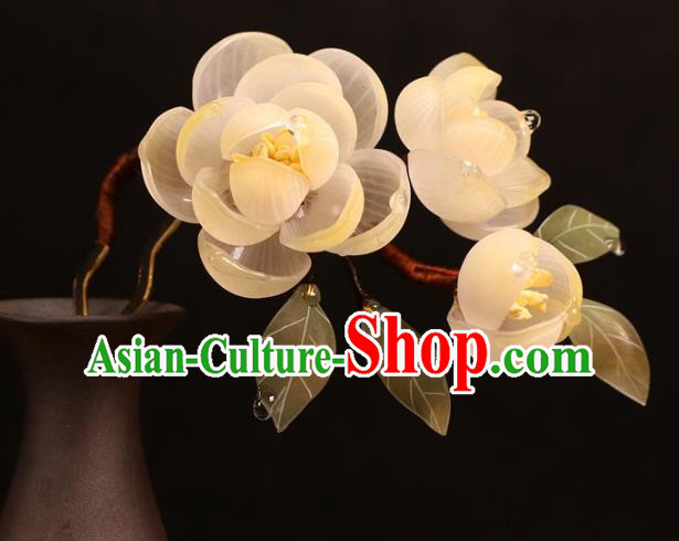 China Classical Yellow Flowers Hairpin Traditional Hanfu Hair Stick Hair Accessories