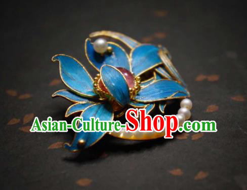 China Traditional Cheongsam Orchids Breastpin Jewelry Handmade Pearls Brooch Tourmaline Accessories