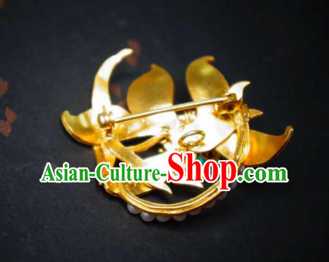 China Traditional Cheongsam Orchids Breastpin Jewelry Handmade Pearls Brooch Tourmaline Accessories