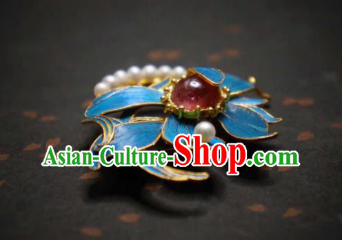 China Traditional Cheongsam Orchids Breastpin Jewelry Handmade Pearls Brooch Tourmaline Accessories