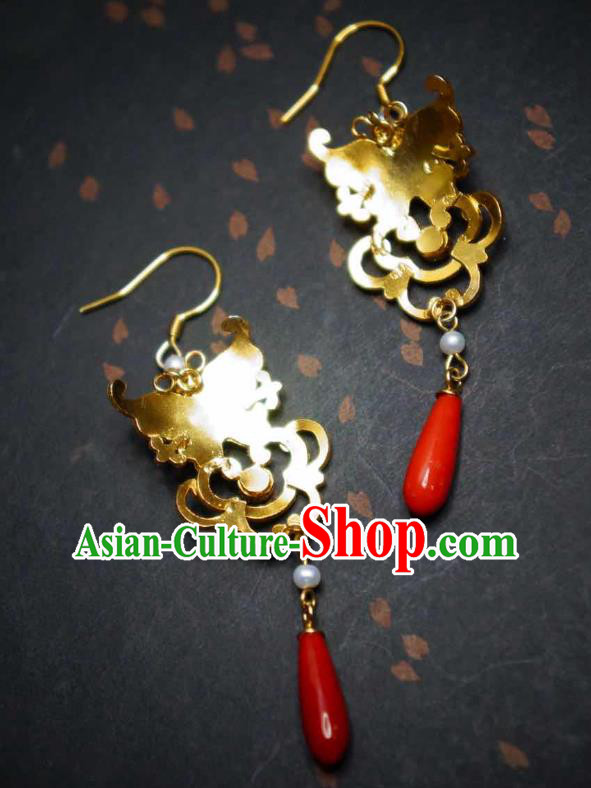 Handmade Chinese Cheongsam Blue Butterfly Ear Accessories Traditional Culture Jewelry Emerald Earrings