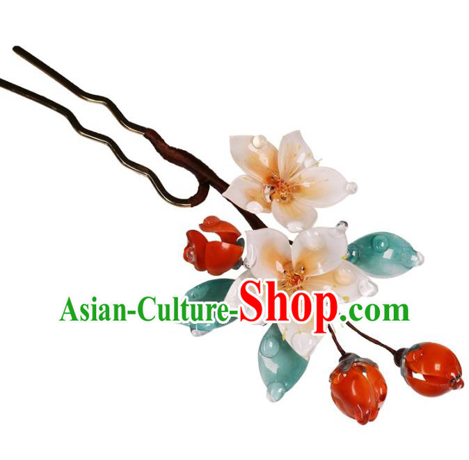 China Traditional Ming Dynasty Hairpin Classical Hair Accessories Hanfu Peach Blossom Hair Stick