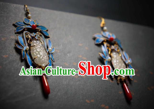 Handmade Chinese Traditional Culture Jewelry Jade Earrings Cheongsam Ear Accessories