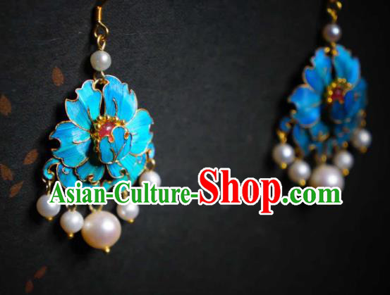 Handmade Chinese Qing Dynasty Court Earrings Cheongsam Ear Accessories Traditional Culture Jewelry