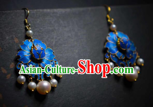 Handmade Chinese Qing Dynasty Court Earrings Cheongsam Ear Accessories Traditional Culture Jewelry
