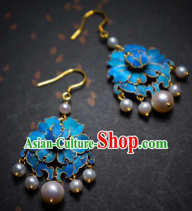 Handmade Chinese Qing Dynasty Court Earrings Cheongsam Ear Accessories Traditional Culture Jewelry